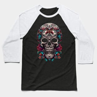 flowery skull Baseball T-Shirt